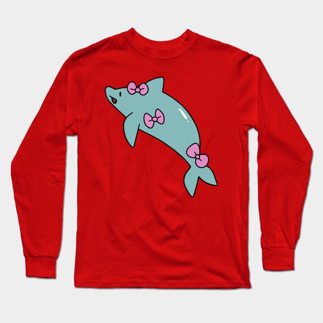 Dolphin Covered in Pretty Bows Long Sleeve T-Shirt by saradaboru